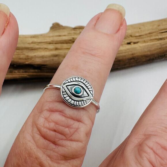 Evil Eye Turquoise Ring, Eye Ring - Picture 2 of 6
